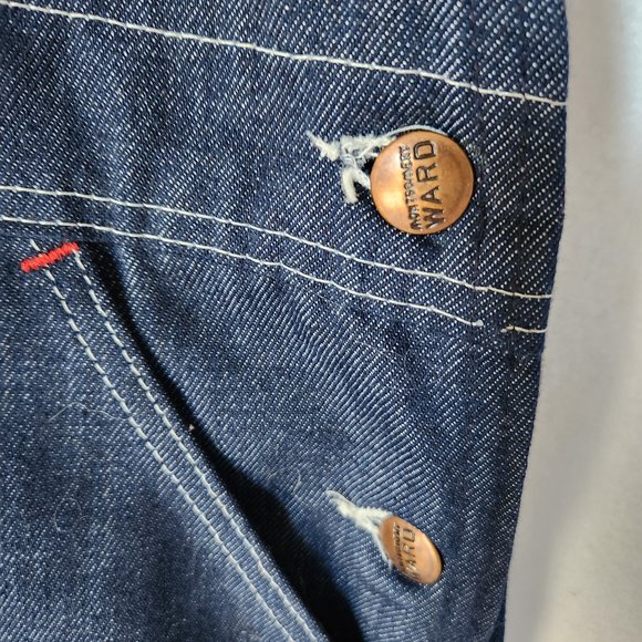 Vintage Montgomery Ward Blue Denim Work Overalls Bib Made in USA - Picture 4 of 9